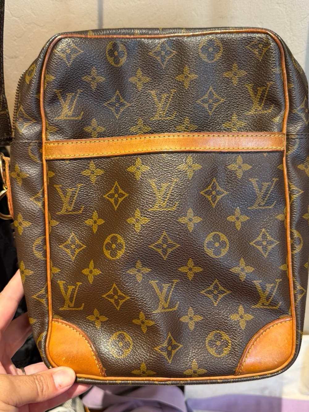 Authentic Louis Vuitton Danube GM Monogram Crossbody Messenger Bag - Brown/Tan